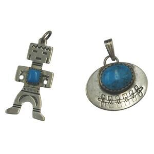 Pair of Southwesterm American Indian Charms or  Pendants One Signed